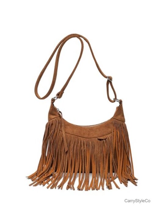 Handbags - Suede Fringe Tassel Crossbody Shoulder Bag Hobo Bohemian Western Purse
